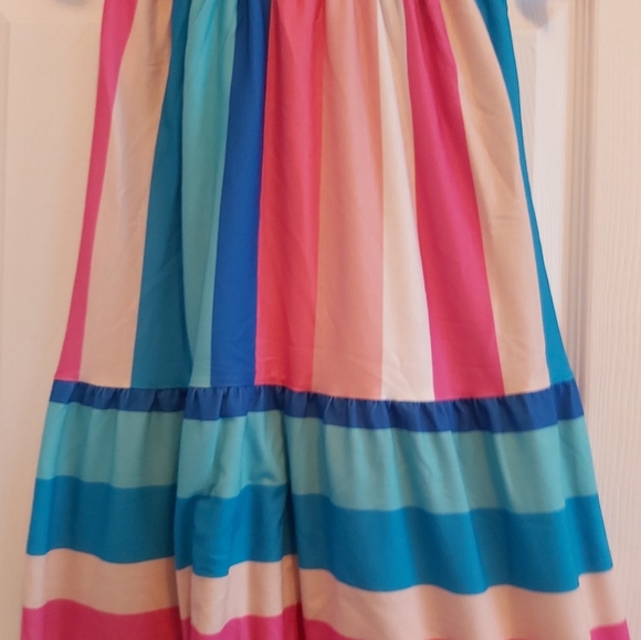 082. Multicolor Color Block Striped BowKnot Straps Maxi Dress  Size M - Picture 12 of 16